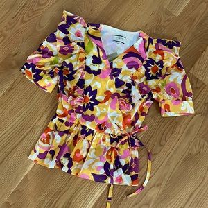 J. Crew 100% Cotton Ruffle Wrap Top NWT XS